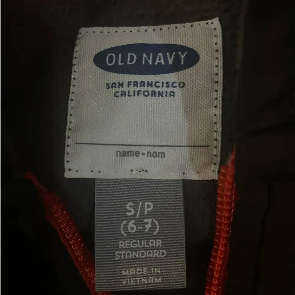 Old Navy Boys Small 6 - 7 Gray Hooded Full Zip Sweatshirt Fleece